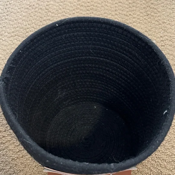 Black 'Things' Rope Storage Basket with Leather Label - Picture 2 of 5